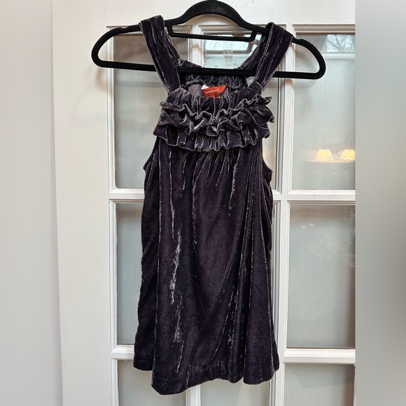 Sundance Tops - Sundance Crushed Velvet Sleeveless Halter Ruffle Metallic Purple Top Size XS